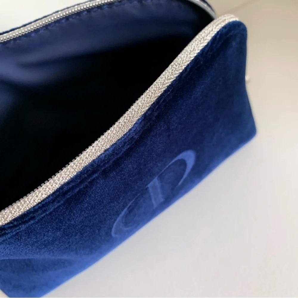 Dior navy velvet zippy pouch
